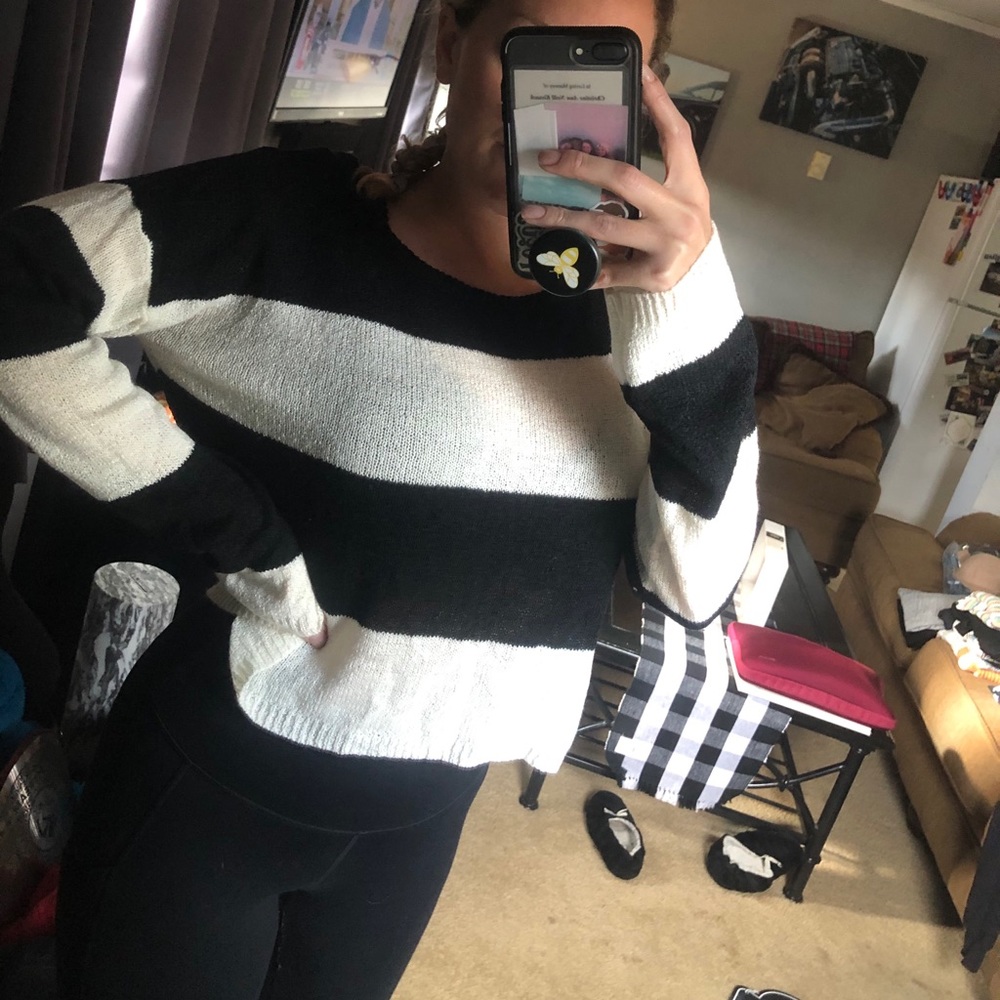 Black & White Cropped Sweater